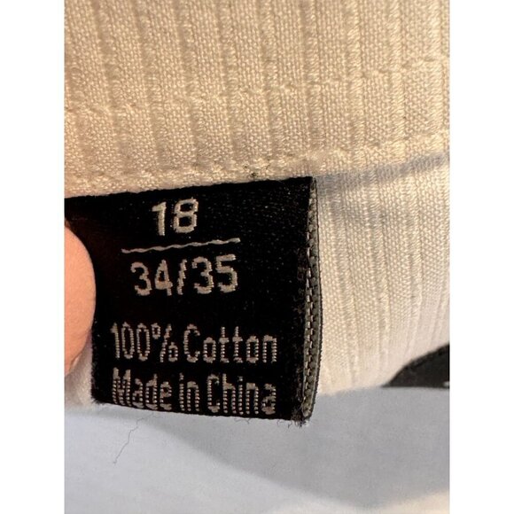 David Donahue White Cotton Ribbed Classic Fit Button-Up Mens Shirt 18/34-35 - Picture 5 of 11